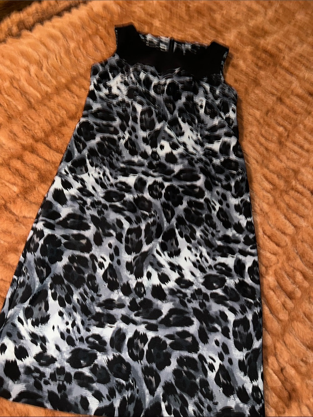 AB Studio Black and White Animal Print Midi Dress